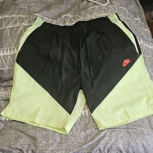 Nike Athletic Shorts Black and Neon Green